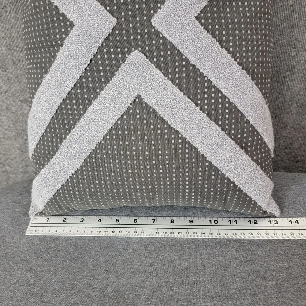 Frye Throw Pillow Gray Contemporary Textured Zippered Side Rectangle 18x13